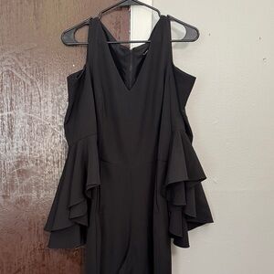 Black Cold-Shoulder Ruffle Jumper - Women